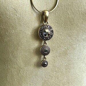 Lia Sophia Blitz Gold-Tone Necklace and Earring Set With Hematite Crystals